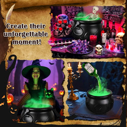 Halloween WitchCauldron with LED Light & Fog Mist Maker