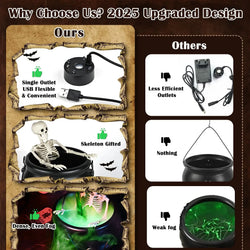 Halloween WitchCauldron with LED Light & Fog Mist Maker