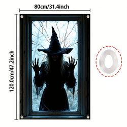 Halloween Skeleton Peeking Window Backdrop
