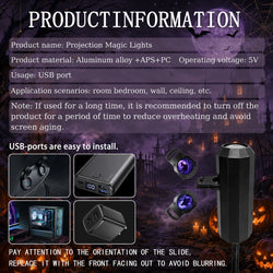Halloween-Themed 10-Pattern Projection Ambient Night Light