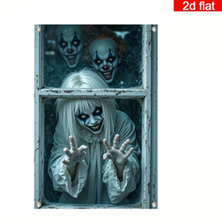 Halloween Skeleton Peeking Window Backdrop