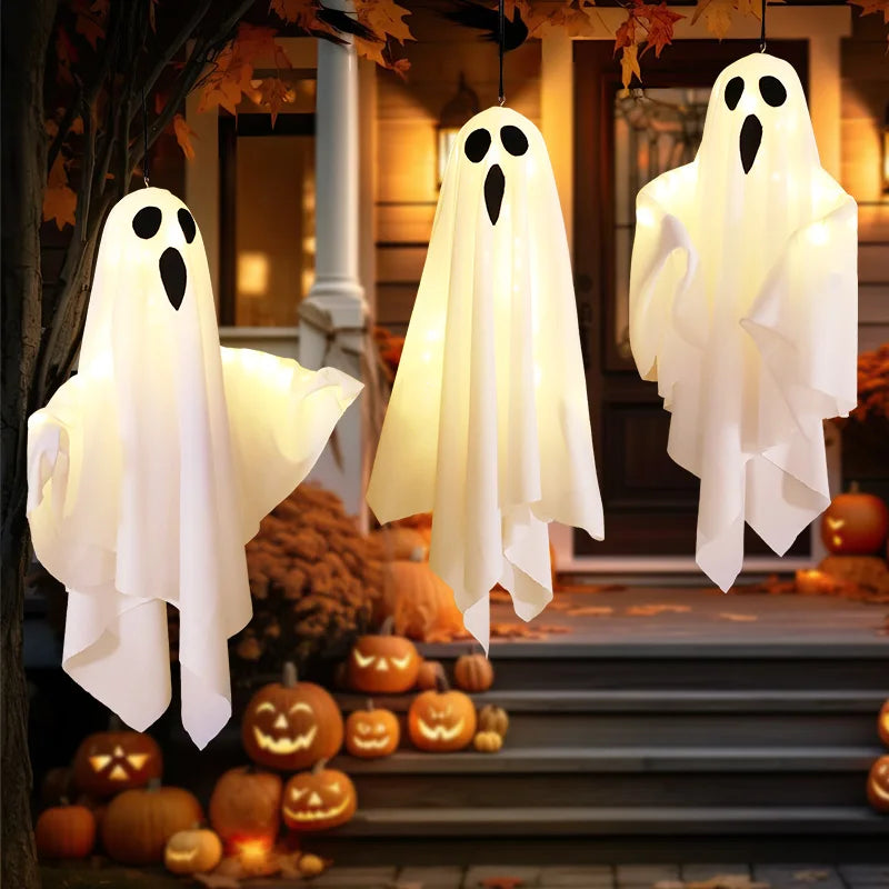 Halloween Glowing White Ghost LED Hanging Ghosts