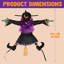 Halloween Crashing Witch Into Tree Outdoor Decoration